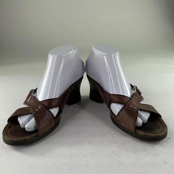 Ariat Women's Ember Wedge Slide Brown Open Toe US 7 B Harness Mule Sandals - Picture 7 of 10